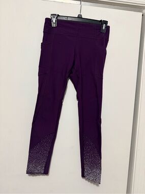 Purple Active Leggings with Scalloped Hem